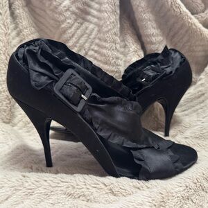 New Bruno Frisoni Black Satin Ribbon Stilettos - Women’s size 40 EU (US 9-10)